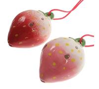 Hoement 2pcs 6-Hole Strawberry Fruit Shaped Ocarinas Beginner Wind Instruments Creative Practice Folk Music Random Colored Lanyards Random Color