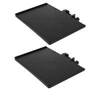Hoement 2pcs Abs Clamp-on Mic Stand Tray for Live Broadcast, Adjustable Angle Phone and Camera Holder, Black, Microphone Support Accessory