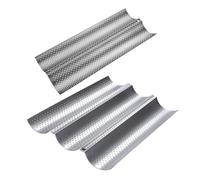 Hoement 2pcs Baguette Pan Two Bagette Home Cake Shop Wave Baking Tray Nonstick Baking Mold