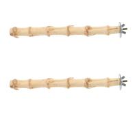 Hoement 2pcs Bamboo Bird Perch Chew for Parrots Easy to Install Bird Cage Accessory Sturdy Natural Bamboo Stick for Parrot Bite and Climbing