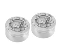 Hoement 2pcs Box Keepsake Container Fetal Hair Holder for Boys and Girls Metal Curl Box for Shower