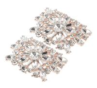 Hoement 2pcs Bridal Shoe Clips with Rhinestone Glass Crystal, Alloy Clip-on Decorative Shoe Clips for Pumps and Sandals, for Graduation Festival and Back to School Decor