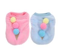 Hoement 2pcs Bunny Vest Set for Rabbits and Ferrets, Comfortable Breathable Coral Fleece Pet Costume with Ice Cream Pattern, Adorable Photography Prop for Occasion or Party
