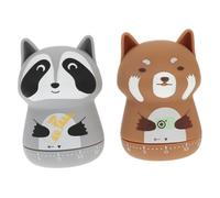 Hoement 2Pcs Cartoon Animal Shape Mechanical Kitchen Timer Portable Management Tool Practical Reminder for Cooking Baking and Activities