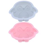 Hoement 2Pcs Cartoon Silicone Cake Molds Penguin Shape Non-Stick Baking Mold Heat Resistant Food Grade for Party and Ice Tube Making Random Color