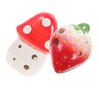 Hoement 2pcs Ceramic Ocarina for Boys and Girls Recorder Musical Instrument Beginner Ocarina Toy Mushroom Strawberry Shaped for Boy Girl's Party Favors