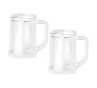 Hoement 2pcs Clear Double Wall Freezable Beer Mugs with Ergonomic Handles for ICY Cold Drinks Reusable Freezer Cups for Beer Tea Cold Beverages Stylish Frosty Glasses for Summer Use