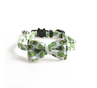 Hoement 2pcs Delicate Bell Collar for Kitten and Cat with Bow Knot Design, Cloth Material, Easy to Take and Put, for Party Use, White Watermelon and Green Avocado Colours