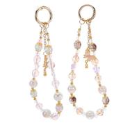 Hoement 2pcs Detachable Beaded Phone Chain with Butterfly Tassel Alloy and Crystal Mobile Charm Strap for Women Stylish Decorative Lanyard Green and Pink Phone Pendant