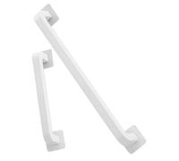 Hoement 2pcs Detachable Wall Mounted Towel Rack Sturdy Bathroom Towel Rod Holder with Smooth Surface Multi-functional Storage Washcloths Slippers Headbands Easy to Install and Clean White