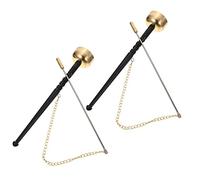 Hoement 2pcs Dharma Instrument for Temple Buddhist Supply Delicate Chime Instrument Wooden Handle Meditation Sound Chime Handbell for Worship Ceremony