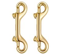 Hoement 2pcs Double Headed Hook Brass Lanyard Snap Clasp Sturdy Structure Easy to Take Golden Metal Clips for Hanging Interior Decorations and Signs