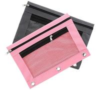 Hoement 2pcs Double-layer Pencil Pouch Set Made of Wear-resistant Oxford Cloth with Zippered Binder Pockets, File Storage Bag for Storing Files and Coins, Easy to Clean and Sturdy