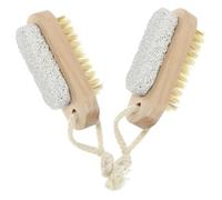Hoement 2pcs Dual Sided Handheld Bath Brush with Exfoliating Pumice Stone for Skin Scrubbing and Massage Ergonomic Shower Body Scrubber for Circulation Improvement and Dead Skin Removal