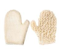 Hoement 2pcs Exfoliating Gloves Shower Glove Body Scrubber Mitts Whole Sisal Hemp Material Beige Modern Cute Design Not Scratch Skin Fully Absorb Body Wash Suitable for Unisex Adults