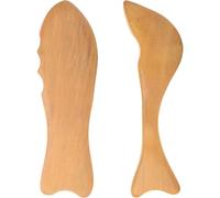 Hoement 2pcs Fish-Shaped Guasha Scraping Boards Set, Multi-Functional Wood Massage Tools for Full Body, Face, Hands, and Legs, Includes No.3 Notched No.7 Fish Design for Muscle Relaxation