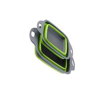 Hoement 2pcs Foldable Telescopic Drain Basket for Fruits and Vegetables Multi Purpose Storage Rack with Quick Drainage Design Space Saving Kitchen Helper in Green