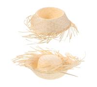 Hoement 2pcs Hawaiian Straw Hat Vacation Beach Hat Beige Chicken Nest Shape Lightweight Foldable for Women and Men Summer Vacation Outfits Summer Party