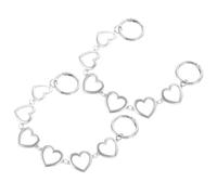 Hoement 2pcs Heart Metal Shoe Chain Punk Charm for Hole Clogs, Silver | Secure Buckle Attachment, Smooth Surface Finish, Replacement for Broken Links, Concert or Work Use
