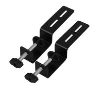 Hoement 2pcs Heavy Duty Metal C Clamp Desk Mounting Brackets Black Painted Fixed Stand for Woodwork Cabinet Installation with Adjustable Desk Purse Hook Accessories