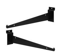 Hoement 2pcs Heavy Duty Slatwall Shelf Brackets with Lip Metal Wall Mounted Slatwall Accessories for Garage and Home Organization Stable Black Iron Supports