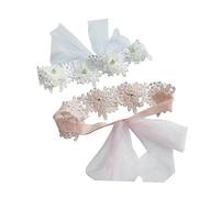 Hoement 2Pcs Lace Pearl Headbands for Boy Girl Chiffon Hair Accessories Soft Comfortable Girl Headwraps for Birthdays Celebrations Special Occasions