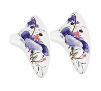 Hoement 2pcs Long Mouth Ceramic Ocarina Alto C with Ergonomic Design for Adults Hand-painted Blue Red Floral Pottery Instrument Comfortable Grip for Travel Outdoor Performance