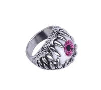Hoement 2pcs Men's Evil Eye Rings with Polished Edge and Smooth Inner Surface, Gothic Copper Rings for Birthday, Crimson Claw Design for Halloween and Everyday Wear