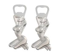 Hoement 2pcs Metal Bottle Opener with Magnet Wall Mounted Fridge Magnet Stickers Lightweight Compact Hand Tool for Kitchen Bar Restaurants Use and Idea