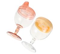 Hoement 2pcs Milk Cups Plastic Training Cups for Multipurpose Juice and Water Beakers Adorable Non Spill Design for Drinking