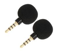 Hoement 2pcs Mini Portable Computer Microphones with Noise Reduction and Plug and Play Features, Metal and Foam Material, for Voiceovers and Podcasting on Laptop