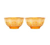 Hoement 2pcs Offering Bowl Sacrifice Accessories 4.7x2.8x1.6inch Ceramic Classic Golden with Anti-Skid Bottom Reliable Design for Rituals Buddha Hall