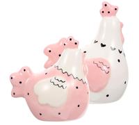 Hoement 2pcs Pink Ceramic Hen Shaped Condiment Bottles | Farmhouse Decor, Refillable Kitchen Use, Smooth Surface, Easy Cleaning, Picnic Table or Restaurant Serving