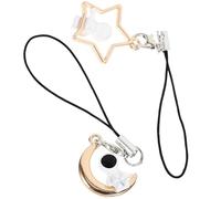 Hoement 2pcs Portable Astronaut Phone Charm with Alloy and Cotton Rope Cozy Touching Mobile Phone Hanging Decor Cute Star and Moon Design Pendant for Backpack