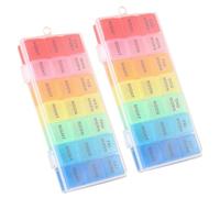 Hoement 2pcs Portable Medicine Storage Box Compartments Pill Organizer Compact Container for Daily Use Travel Patients and Seniors