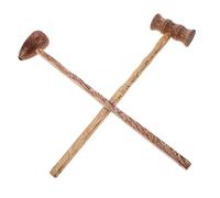 Hoement 2pcs Portable Muscle Massage Pat Stick for Shoulder Back Foot Relief Long Handle Bamboo and Egg-Shaped Massager for Deep Tissue Relief and Circulation Boost
