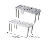 Hoement 2pcs Retractable Kitchen Storage Shelf Draining Hollow Design with Non Slip Support Legs Multi Functional Organizer for Spices Condiments Canned Foods Cosmetics PP Stainless Steel