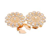 Hoement 2pcs Rhinestone Flower Button Covers for Shirts and Jackets Alloy Bling Cufflink Accessories Lightweight Elegant DIY Decoration for Formal and Festive Occasions