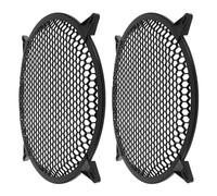 Hoement 2pcs Round Plastic Speaker Grill Covers Scratch-resistant Mesh Subwoofer Dust Guards Black Protective Speaker Grilles for Home Audio and Car Woofer Easy DIY Installation