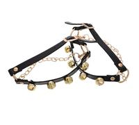 Hoement 2pcs Shoes Boots Bells Decorative Charms Black Pu Copper