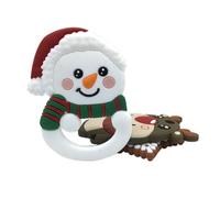 Hoement 2pcs Silicone Baby Teeth Grinding Stick Set with Bite Resistant Cartoon Xmas Themed Molar Rods Teether Toy for Babies Teething Relief and Play Random Style