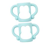 Hoement 2pcs Silicone Bottle Handle Wide Mouth Grip for Milk Bottles Easy to Clean Durable Non-Slip Design Safe for Use Light Blue