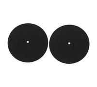 Hoement 2pcs Silicone Turntable Slipmat for Record Player Black Anti-slip Floor Protector Mat with Reduced Friction Suitable for Vinyls Records and Dj Equipment