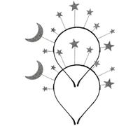 Hoement 2pcs Silver Alloy Star and Moon Headbands for Women, Lightweight and Comfortable Hair Accessories, for Parties and Stage Performances