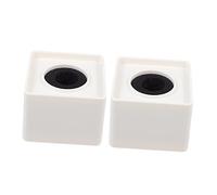 Hoement 2pcs Square Abs Microphone Station Logo Lightweight Interview Cube Holder for Ktv Press Conferences and Broadcasting White Design for Professional Use