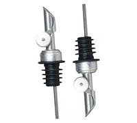 Hoement 2pcs Stainless Steel Wine Pourer Auto Flip Spout Caps Oil Pourer for Olive Oil Vinegar Whiskey Bottle No Drip Fits Most Bottles Easy to Install for Kitchen Bar Club