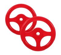 Hoement 2pcs Steering Wheel Replacement Plastic Simulation Play Steering Wheel for Fit Car Rocking Accessory Red