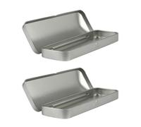 Hoement 2pcs Tinplate Pencil Boxes with Flip-top Lid, Portable Multi-Function Pen Organizers, Well Organized and Practical Storage Solution with Simple and Generous Look Design for School