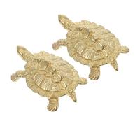 Hoement 2pcs Turtle Shaped Cabinet Knobs in Brass with Golden Finish, Wear-Resistant and Comfortable Grip, for Drawers and Doors in Living Spaces Or Bathroom, Featuring Traditional Chinese