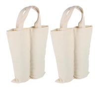 Hoement 2pcs Wine Handbag Bottle Carrier Canvas Wine Bag Portable Foldable Beige with Divider for Carrying Two Bottles Fashionable Tote for Wrapping 35x28cm